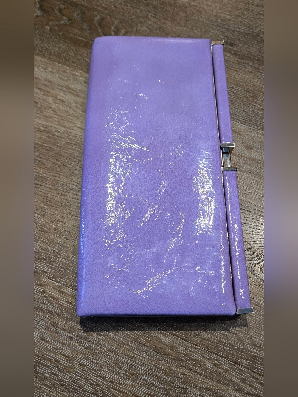 Vintage Purple Faux Leather Frame Clutch Wallet